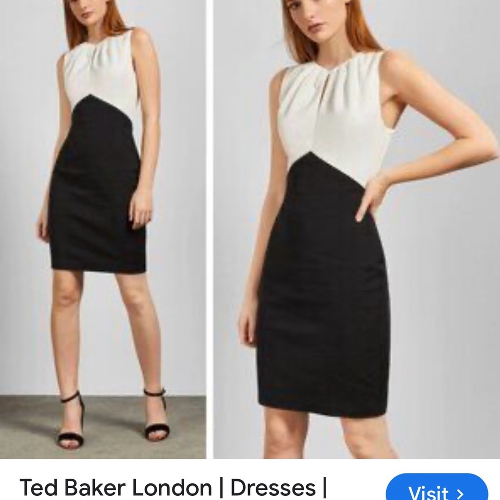 Ted Baker London Zamelid  Size 3 Chic Black and White Sleeveless Dress